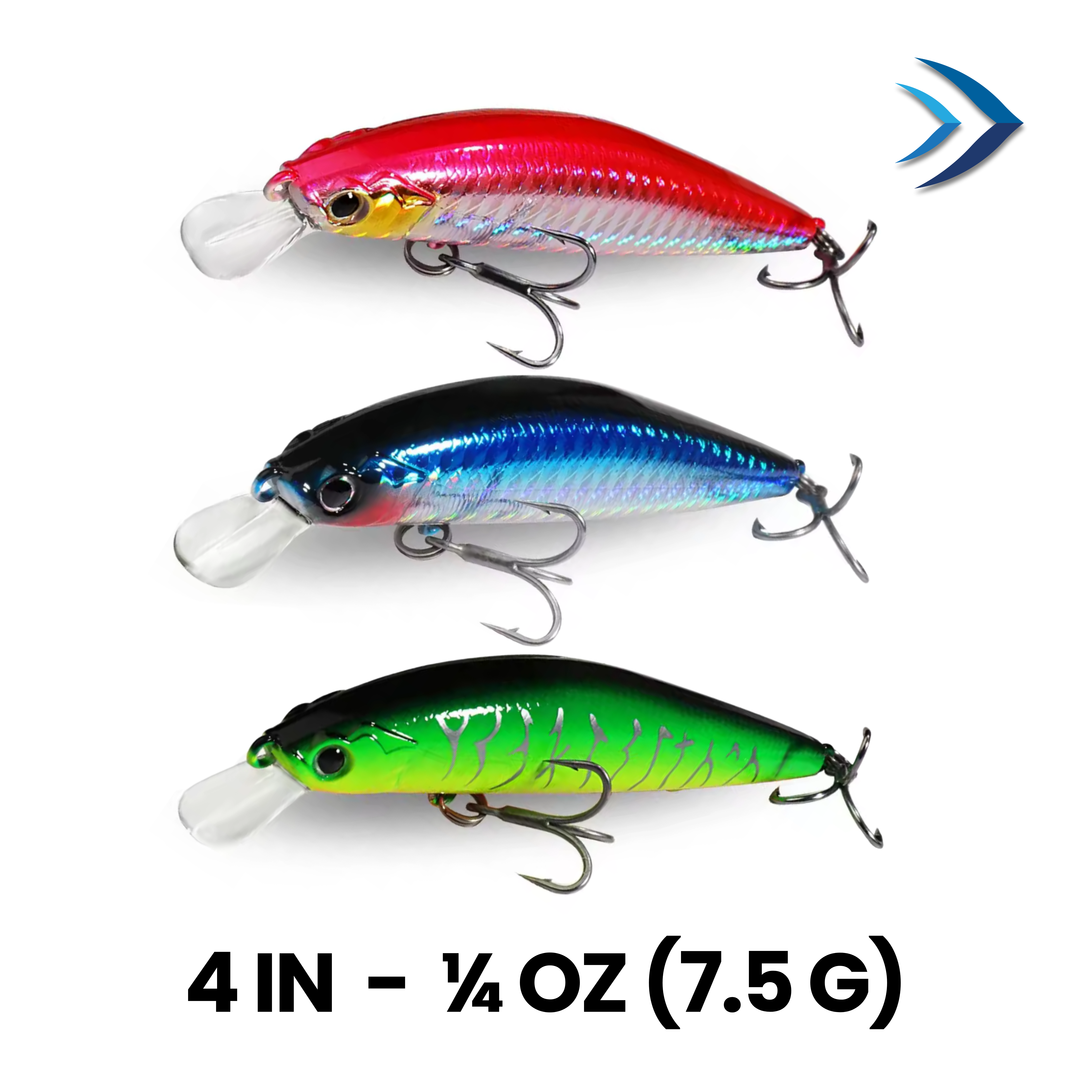 3-Pack Fishing Lures – 4” / ¼ oz